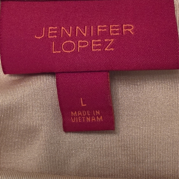 Jennifer Lopez Elegant Women's Champagne Pearl Ruched Sleeve Blouse ~ Size Large - Picture 3 of 9